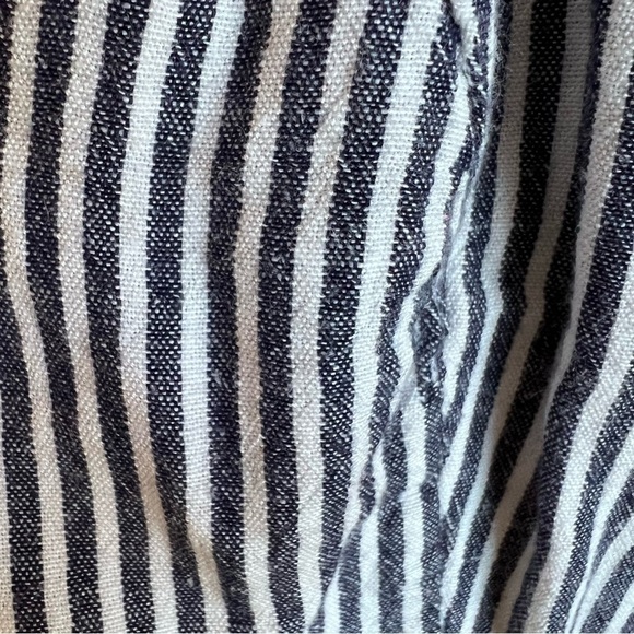 OLD NAVY Gray White Striped Linen Blend Embroidered Cami Dress Size Large - Picture 10 of 14